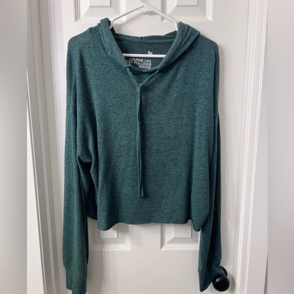 Green Cropped SO Cozy Lounge Pullover Women’s Sweater